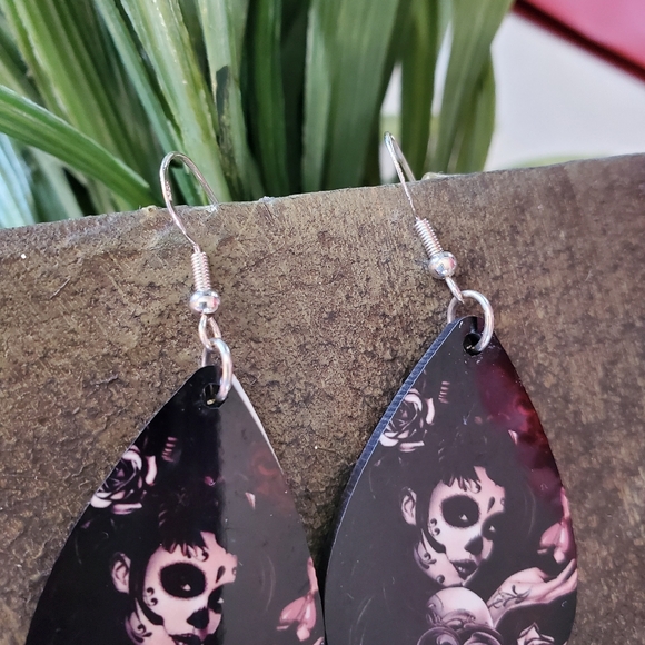 Day of the Dead Teardrop Earrings - Picture 9 of 15